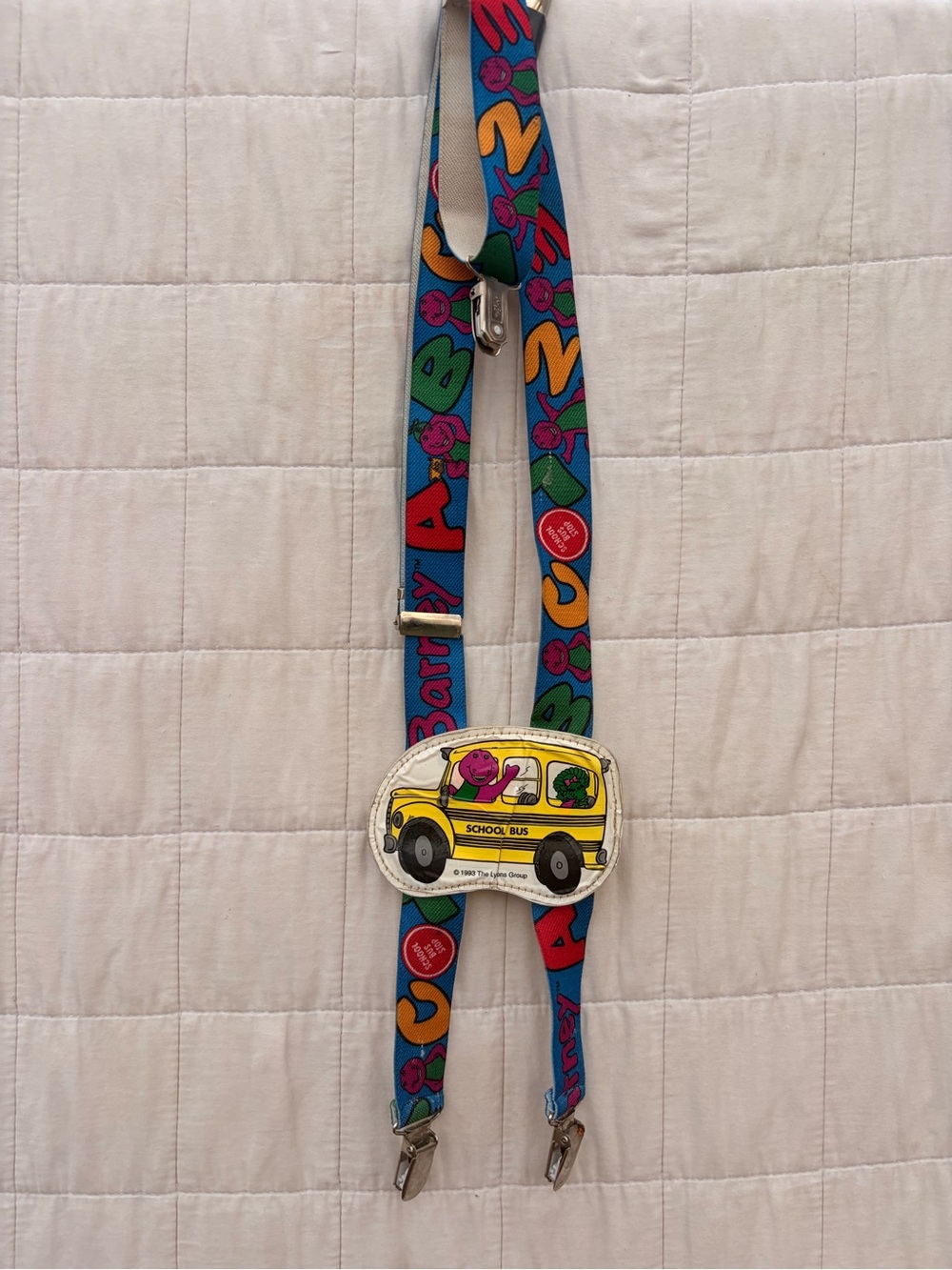 Kids Yellow School Bus Suspenders with Colorful Alphabet Straps